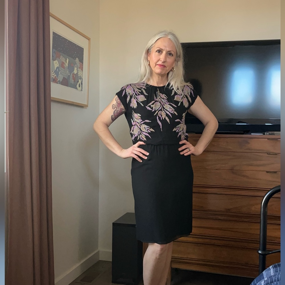 Anthropologie Aidan floral beaded dress